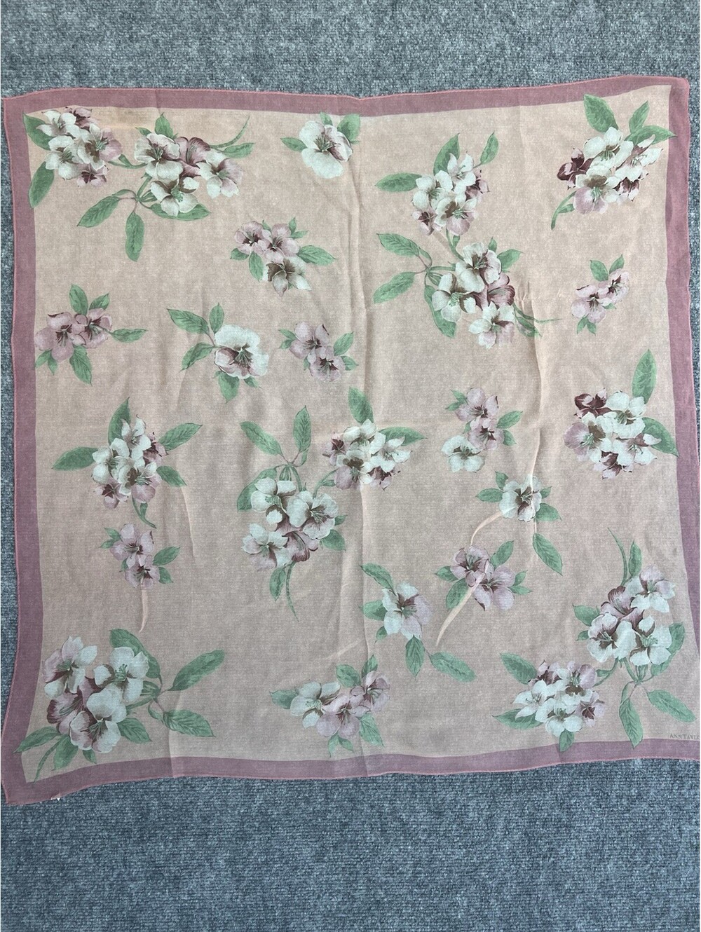 Ann Taylor Pink Floral Silk Square Scarf Vtg Made in Japan 33X33
